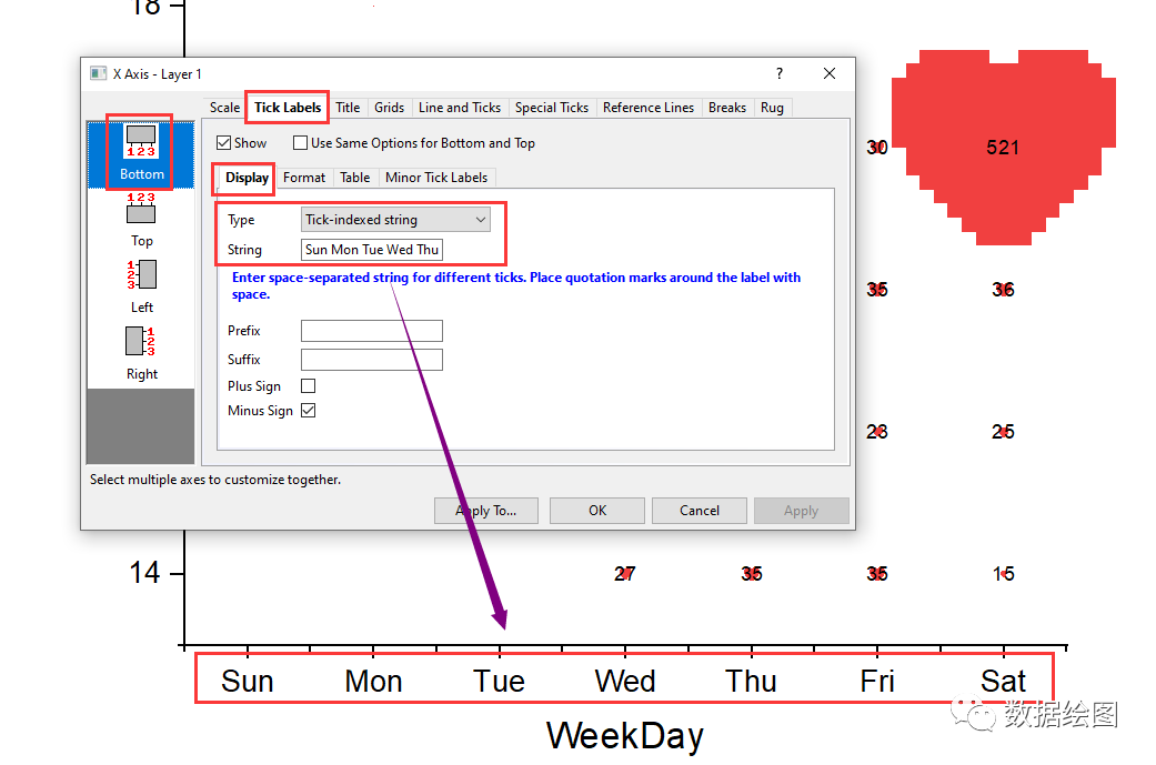 OriginPro爱心散点图