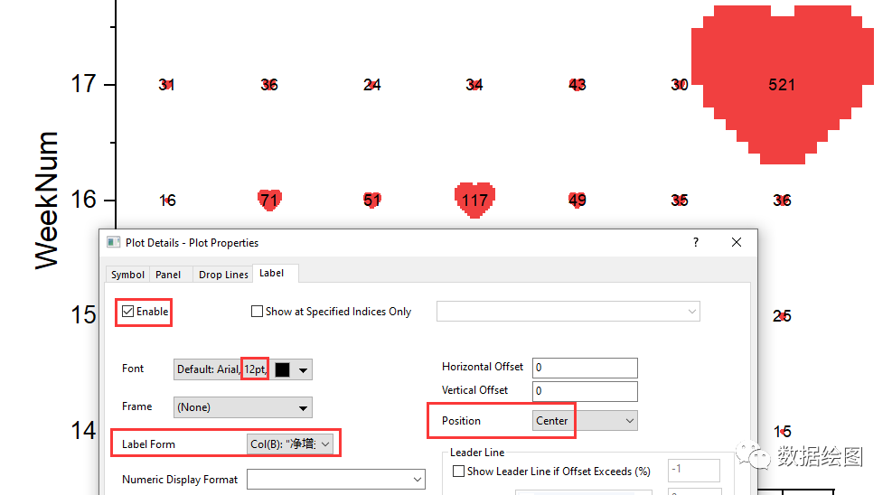 OriginPro爱心散点图