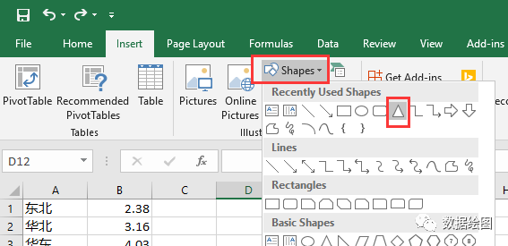MS Excel山峰柱形图