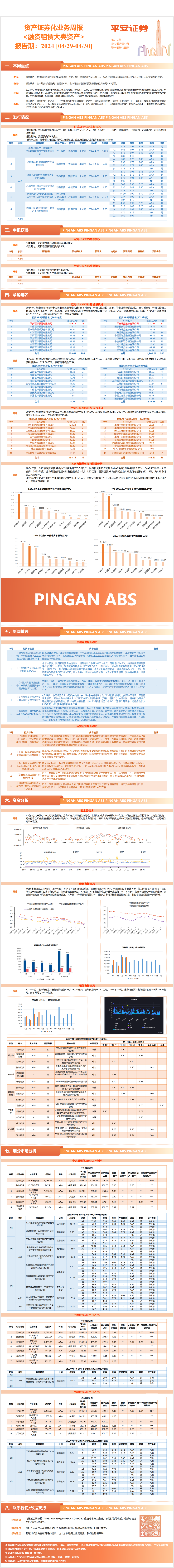 资产证券化业务周报<融资租赁大类资产>-平安证券【报告期:2024.04.29-2024.04.30】