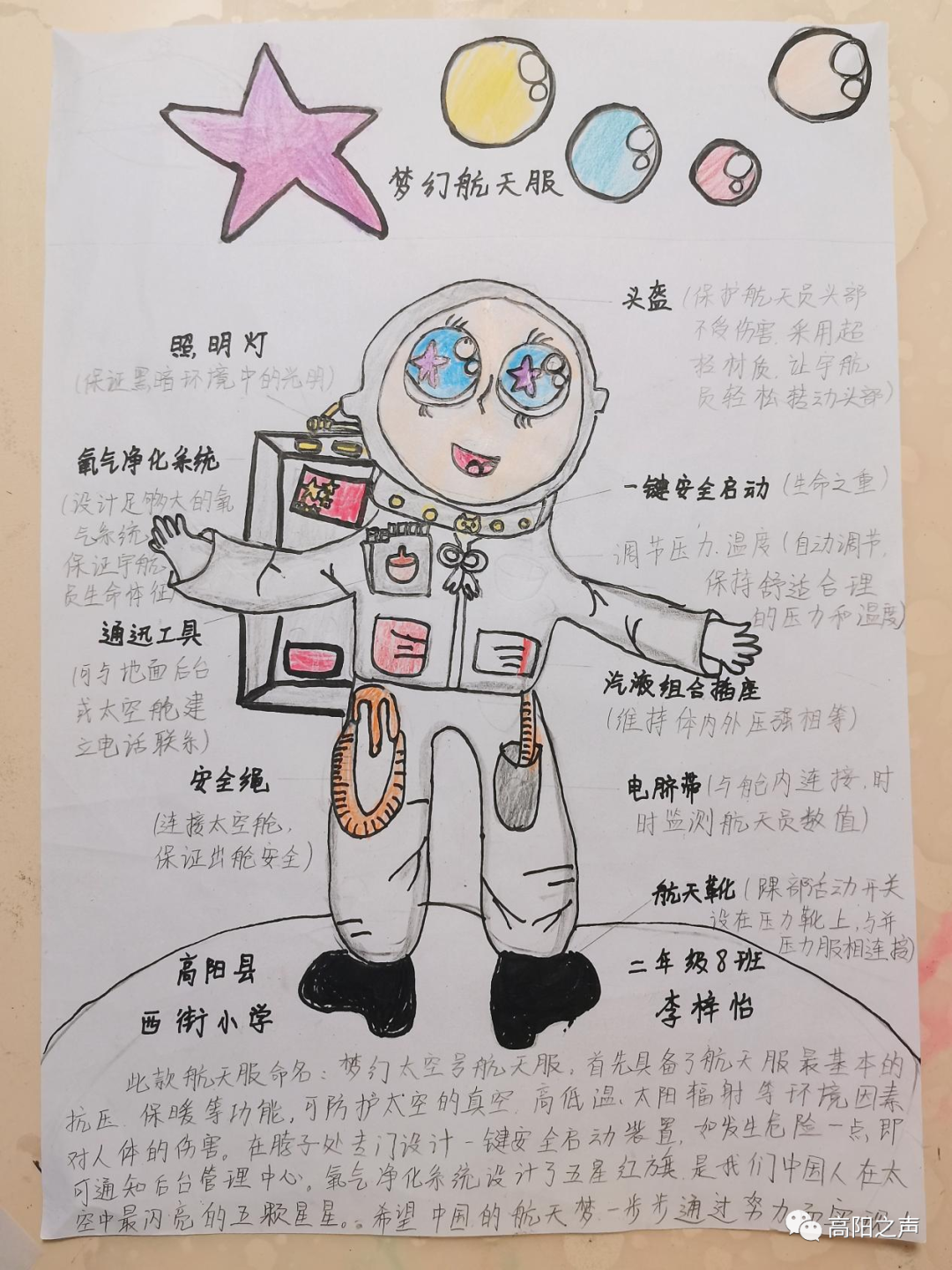 小学生:李雨峰2021年7月26日"少年之问"优秀作品2:"太空探索航天服