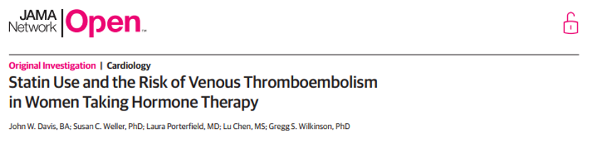 JAMA子刊：他汀类药物可以有效降低接受激素疗法的绝经后女性的静脉血栓栓塞风险