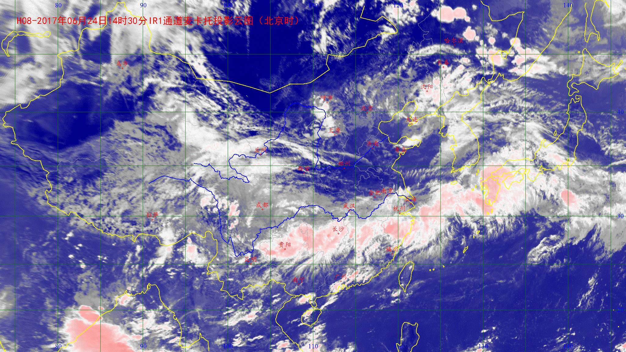 6月24日14時30分衛星雲圖