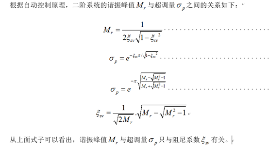 階躍響應超調和幅頻諧振（轉自 伺服閥及電液伺服系統）的圖1
