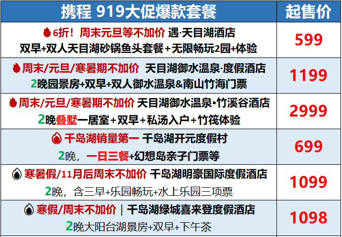 国庆新疆机票2折沙漠酒店套餐2999元起长三角千岛湖天目湖亲子度假住宿优惠
