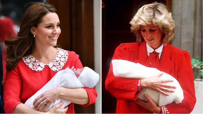 凯特王妃生完第三胎穿的这第一件红色连衣裙,带有白色的彼得潘式领子