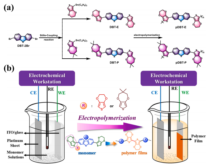 基于二苯并噻吩的高性能电致变色超级电容器：实现储能状态的可视化监测