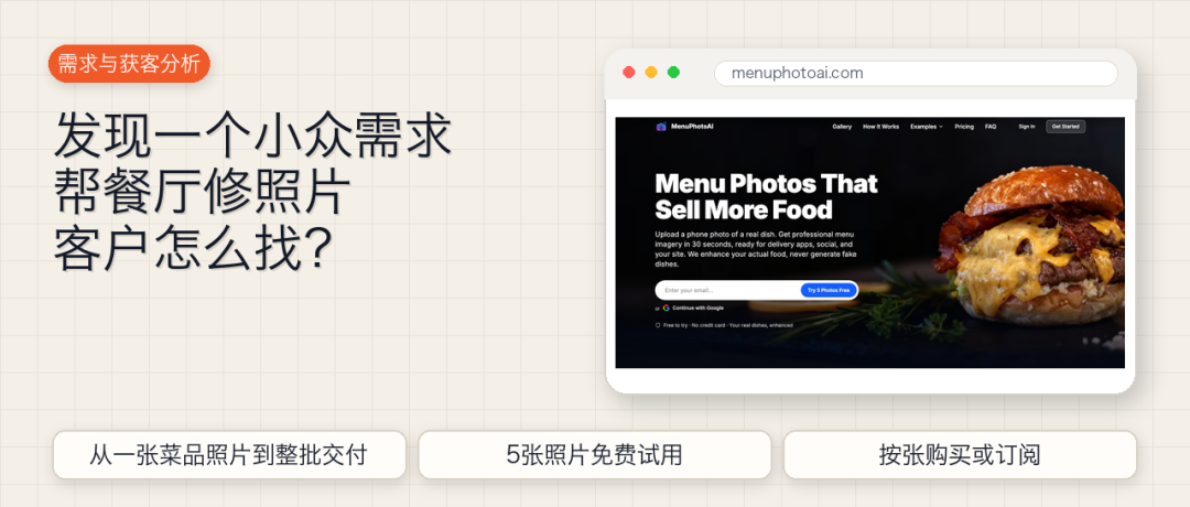 餐厅菜单照片修图工具 MenuPhotoAI 免费试用5张按需付费