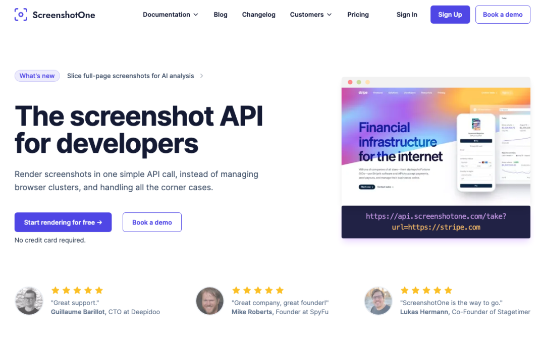 网页截图接口ScreenshotOne月入2。5万美元 开发者工具变现案例