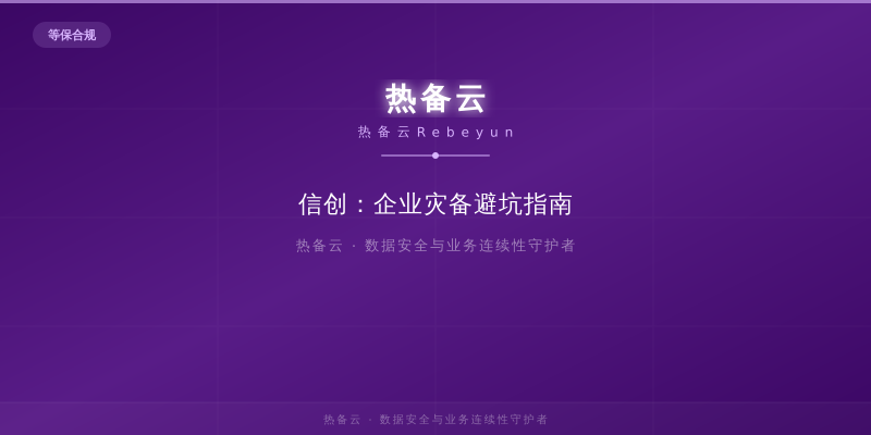 热备云-信创：企业灾备避坑指南