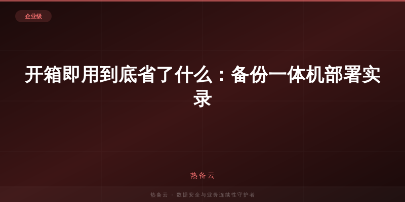 热备云-开箱即用到底省了什么：备份一体机部署实录