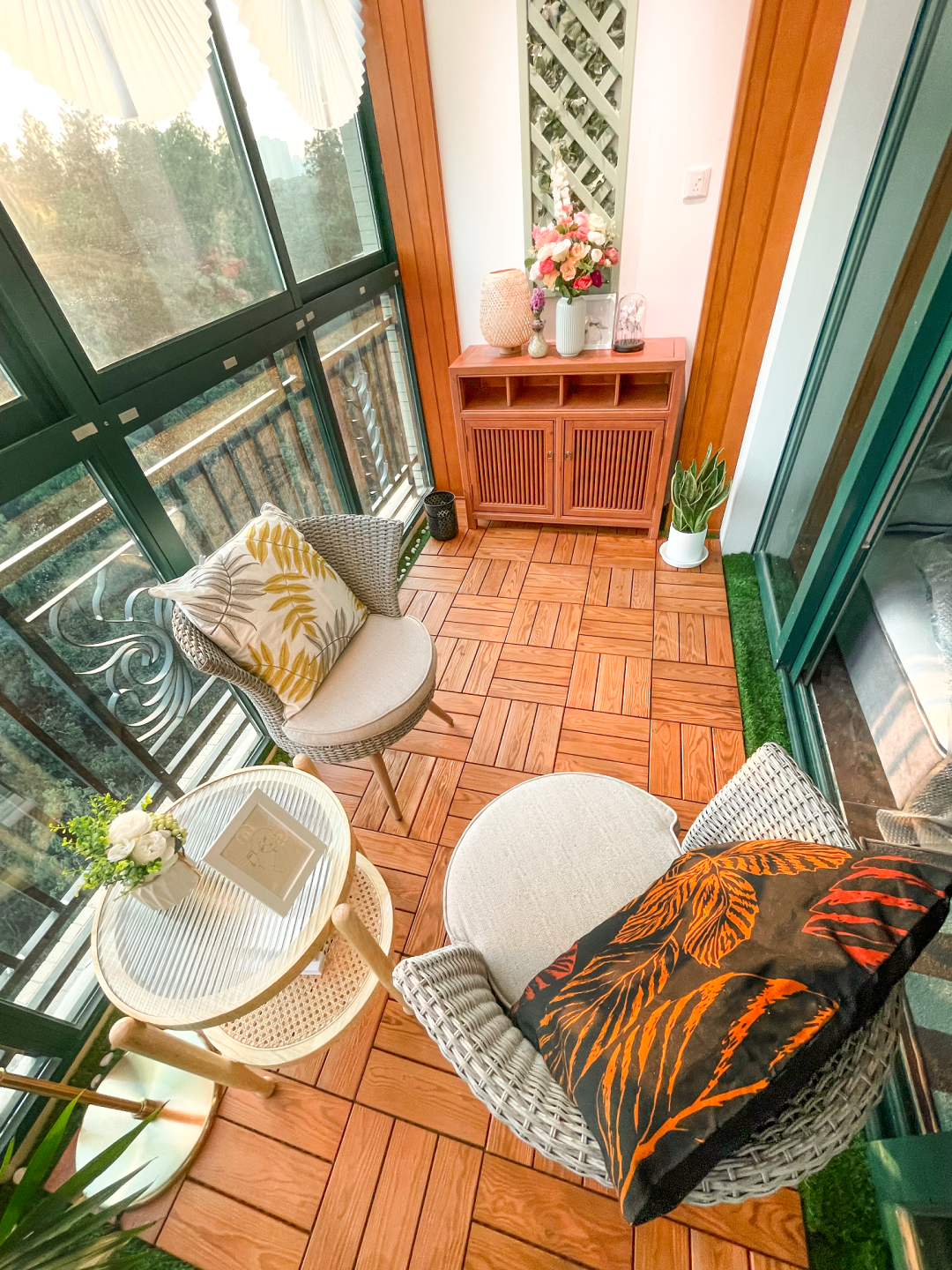 木兰溪木阳台改造|6m²阳台，低成本布置一个治愈系阳台小花园，享受城市田园乐趣