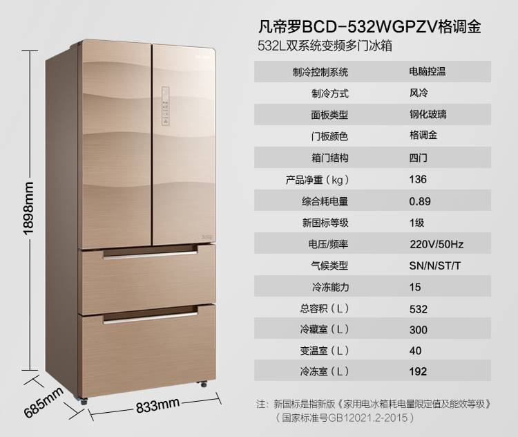 美的凡帝羅新品bcd-532wgpzv格調金法式冰箱從全球54個國家入圍的5000