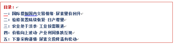 [隆众聚焦]：情绪引导下 尿素行情走高后转僵持