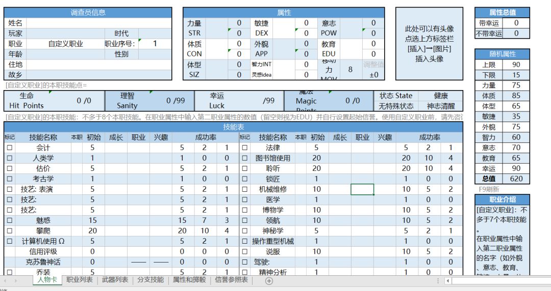 Coc跑团人物卡职业 Coc跑团人物卡职业 朴乐网