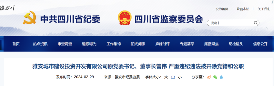 有限公司原党委书记,董事长曾伟严重违纪违法问题进行了立案审查调查