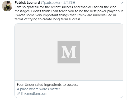 一周要闻丨Patrick Leonard分享成功秘诀；Alexgirs冠军PS春季赛；“奶爸”WPT夺冠