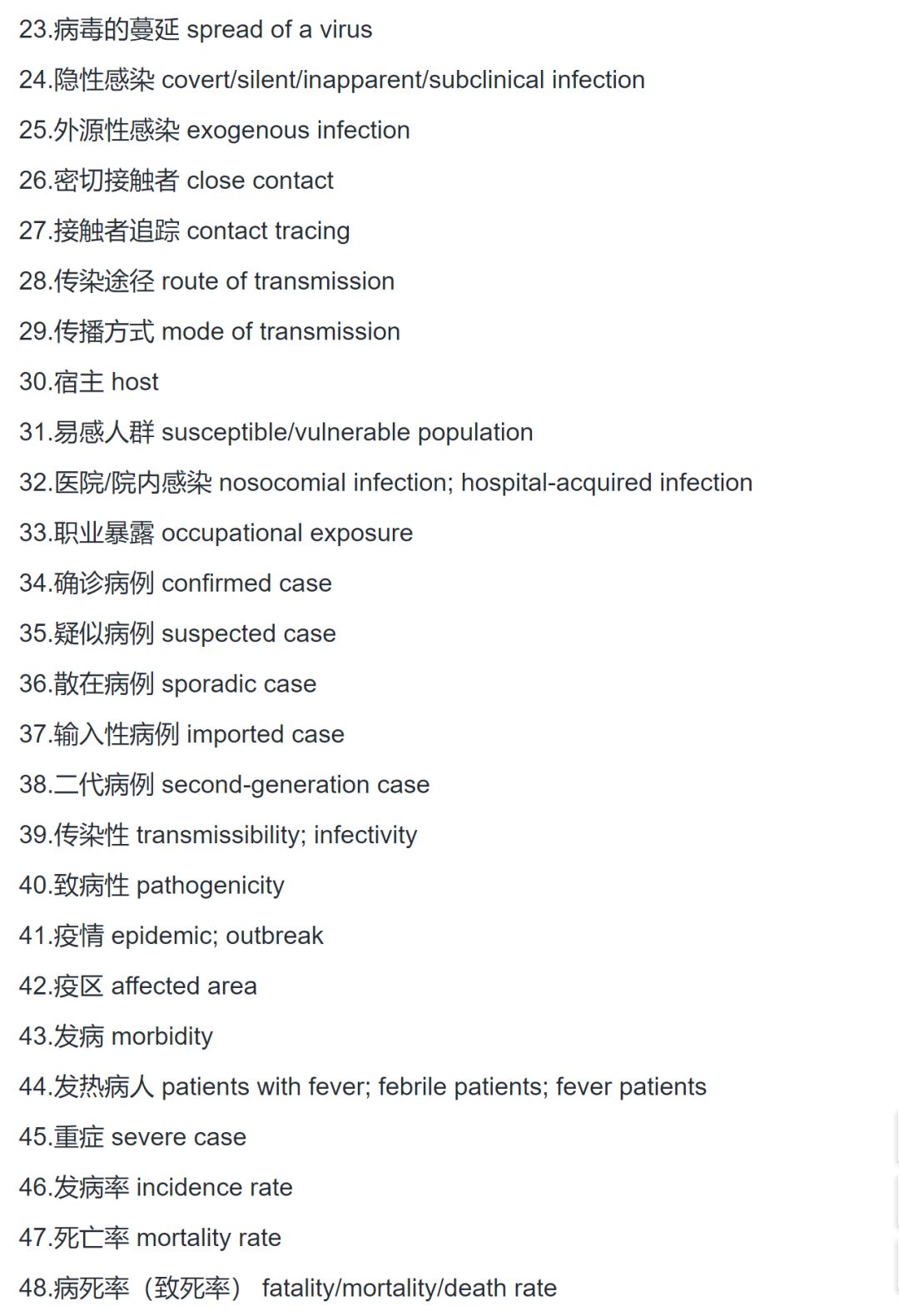 词汇学习 180个新冠病毒疫情防控相关中英词汇