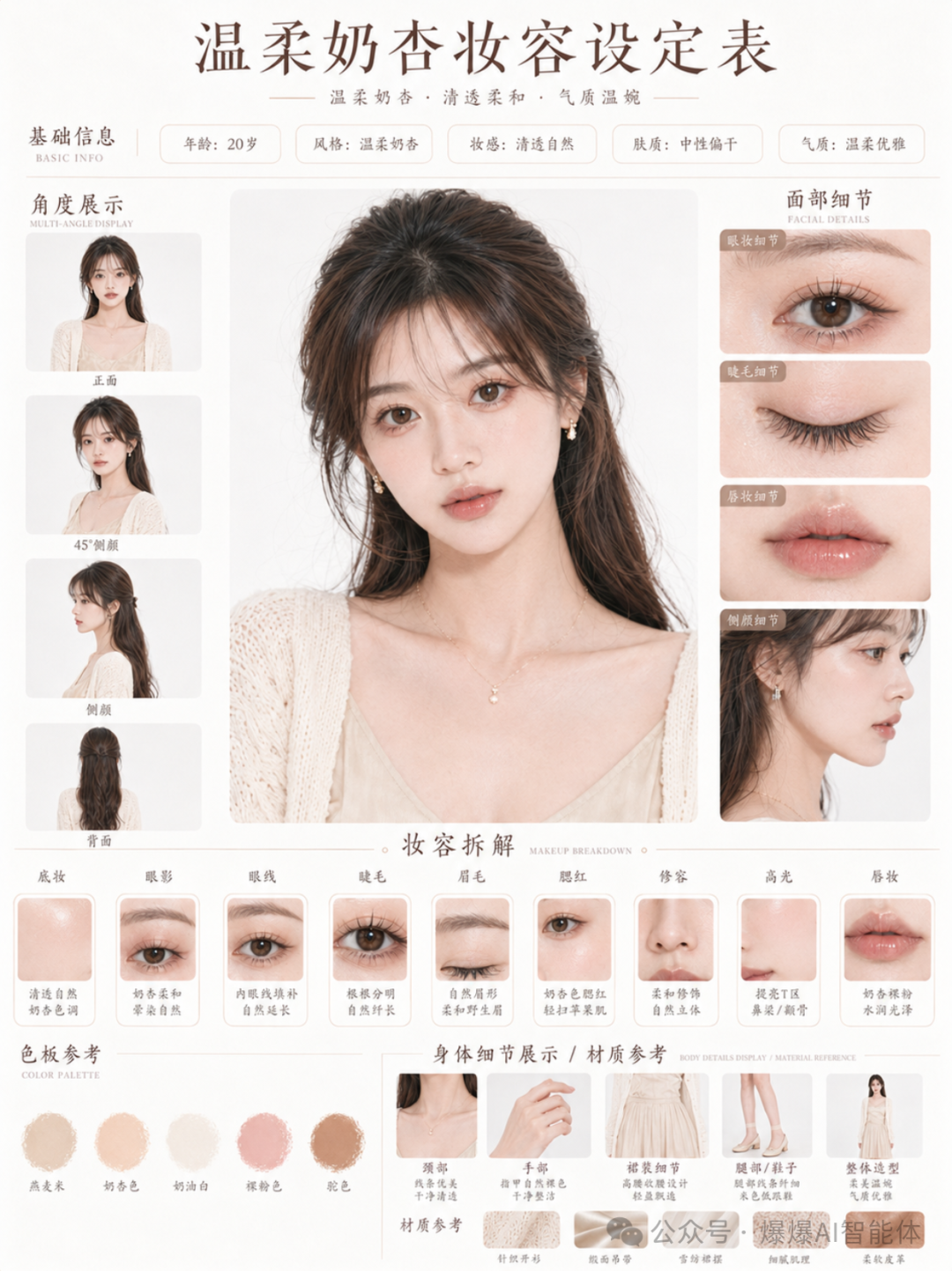 8 种漫剧女主妆容模块（同脸换妆人设法） 效果图样例
