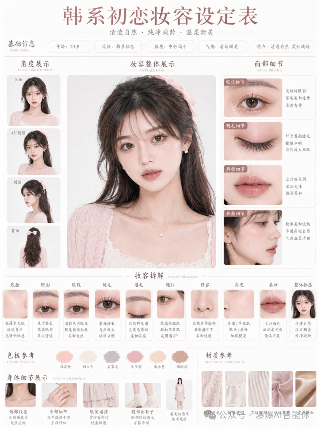 8 种漫剧女主妆容模块（同脸换妆人设法） 效果图样例