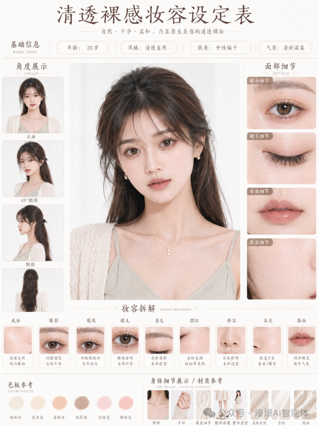 8 种漫剧女主妆容模块（同脸换妆人设法） 效果图样例