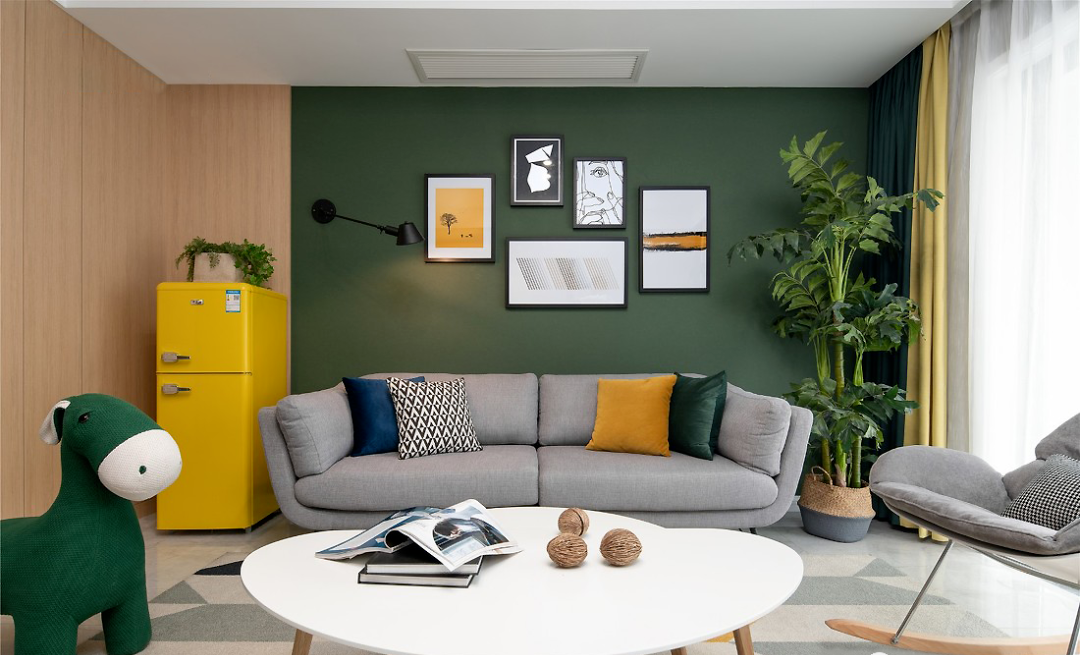 87㎡现代北欧2室2厅，配色超级大胆！