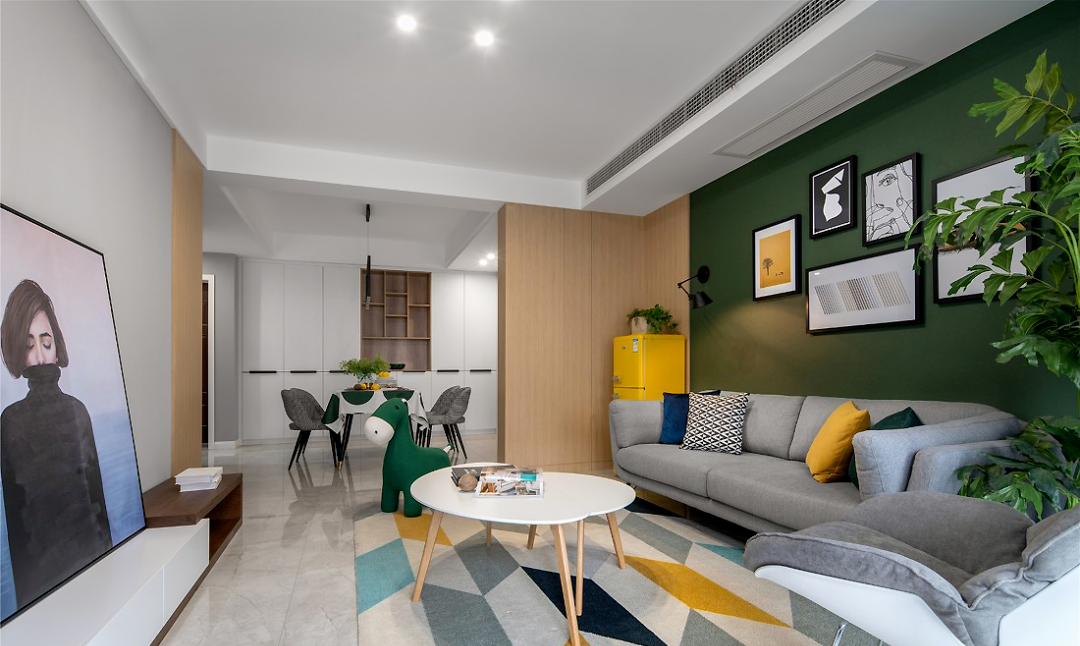 87㎡现代北欧2室2厅，配色超级大胆！