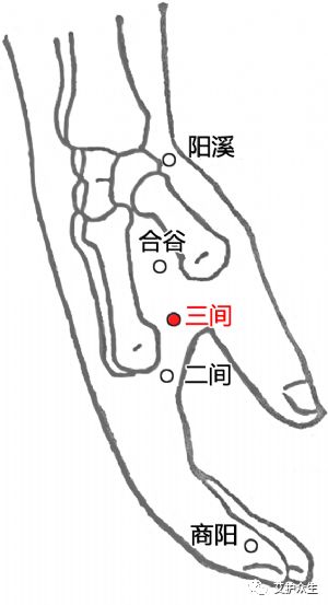 按此穴，上可治眼病、牙痛、咽喉痛，下可治便秘、痔疮疼痛！