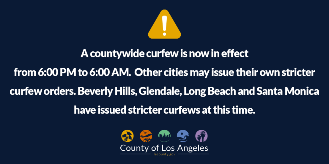 洛杉矶现在时间 洛杉矶县宵禁时间为下午6点开始, 5点为错误推送??