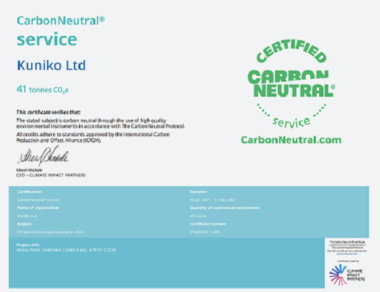 电池材料勘探商Kuniko获专业机构CarbonNeutral，服务认证 Greenstone发布阴极材料项目进展，股价飙升 - 2