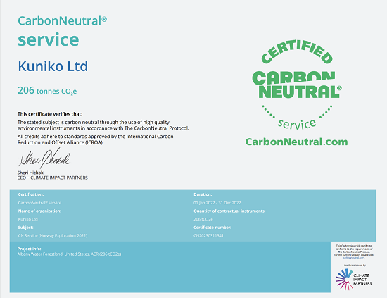 电池材料勘探商Kuniko获专业机构CarbonNeutral，服务认证 Greenstone发布阴极材料项目进展，股价飙升 - 3