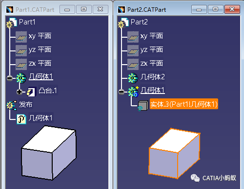 [CATIA知识点] CATIA V5， CATPart关联设计实体图标详解，结构树实体图标上的小logo是怎么来的？的图15