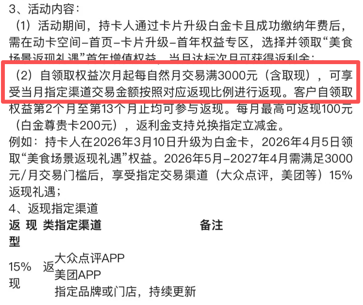 中信大白金15%返现年费返还最高2400元 新老用户可选刷免或返现