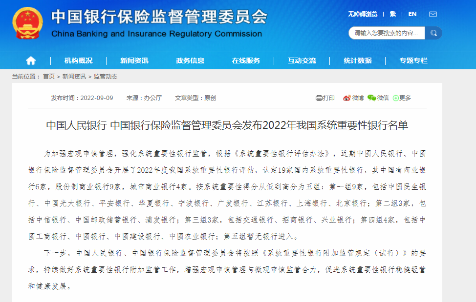 银保监会发布系统重要性银行名单,其中8家布局汽车金融业务