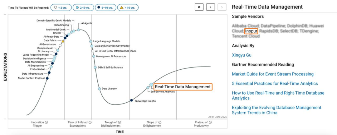 Gartner - 中国实时数据管理代表厂商