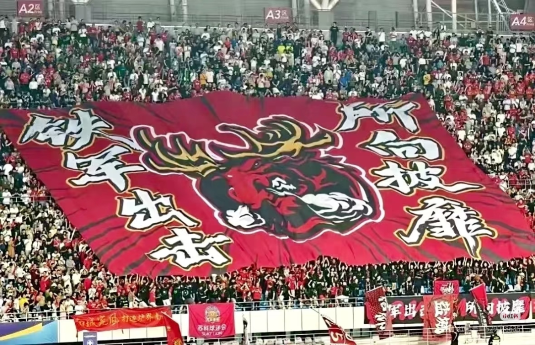 苏超镇江队球迷拉出巨型Tifo
