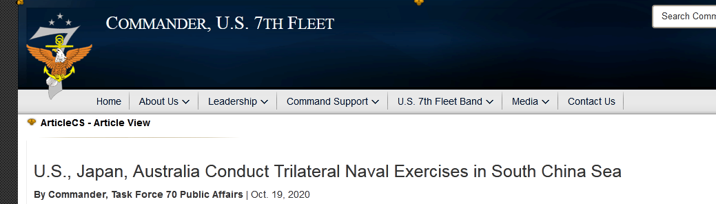 叫嚣“让地区所有国家受益”，美国海军证实：美日澳本周在南海举行军演