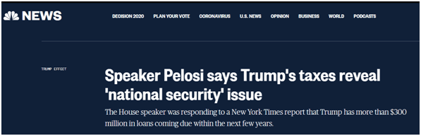 选前加紧缠斗！特朗普被曝税务有问题，佩洛西严厉指责：事关“国家安全”