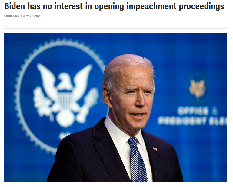 美媒：知情人士透露，拜登无意启动弹劾特朗普程序