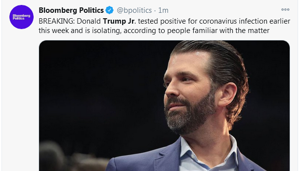 小特朗普发言人：他的新冠检测结果确实阳性，正隔离且尚未出现症状