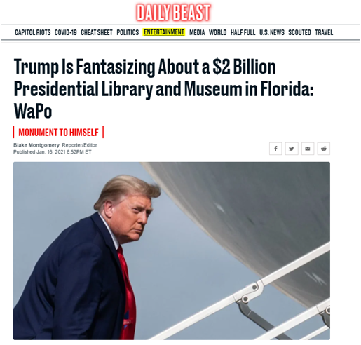 美媒：不受纽约欢迎的特朗普已想好“理想退休地”，还想筹20亿美元建总统图书馆和博物馆