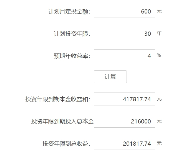 60万30年每月多少钱