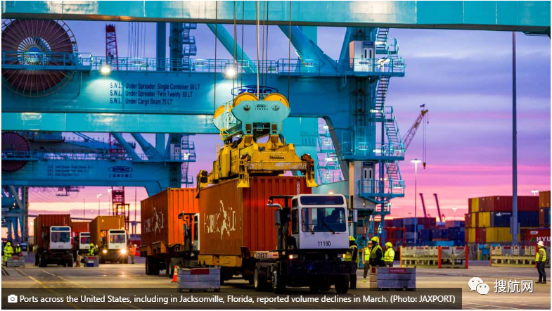 洛杉矶长滩奥克兰休斯敦……美国各大港口三月份进出口量下降严重