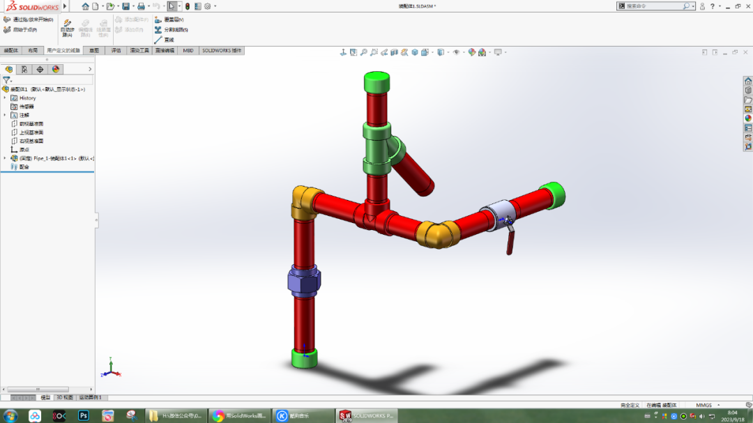 用SolidWorks做管路设计时，旋转配件的两种方法的图2