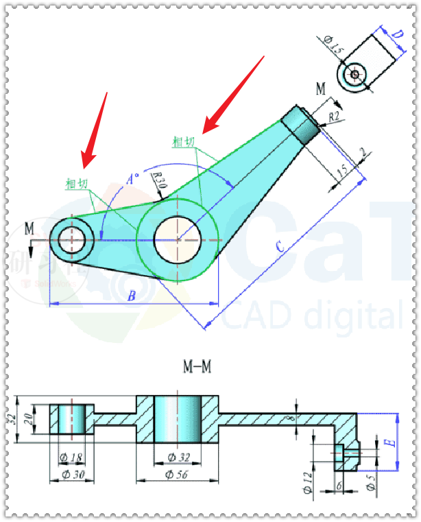 在SolidWorks工程图里给注释、标注添加双箭头或多箭头的图3