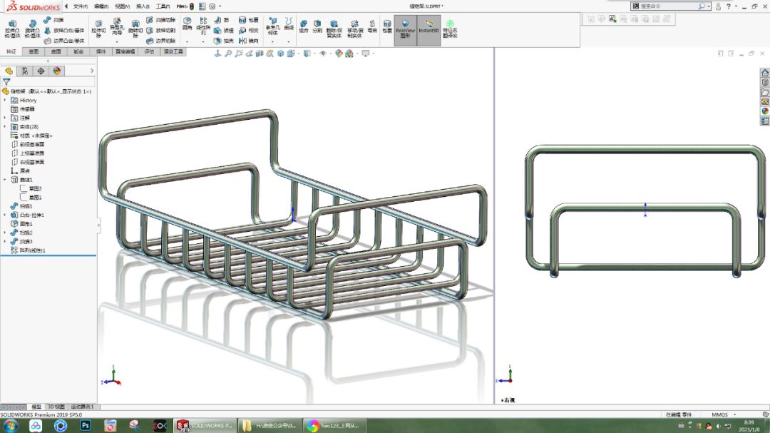 SolidWorks用两种方法画这个储物架的图3