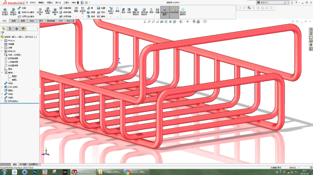 SolidWorks用两种方法画这个储物架的图2