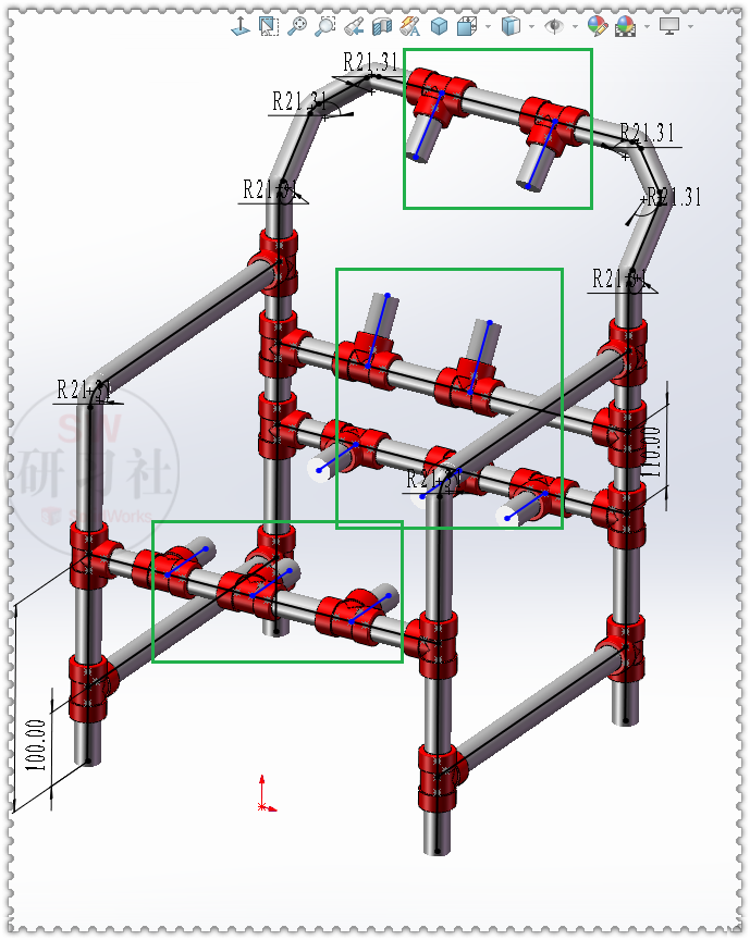 用SolidWorks管路组装一把螺纹钢管椅的图19