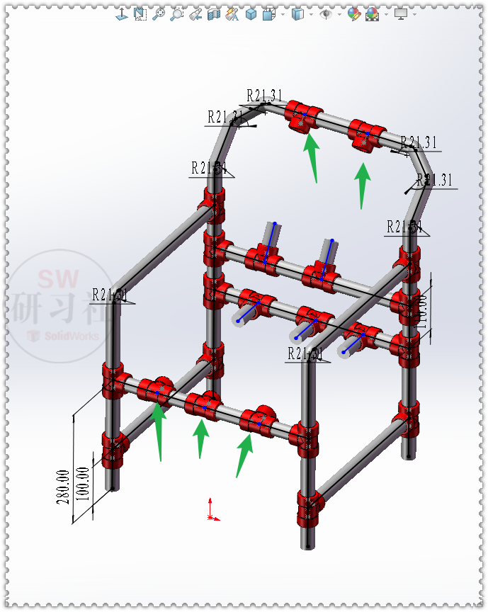 用SolidWorks管路组装一把螺纹钢管椅的图20