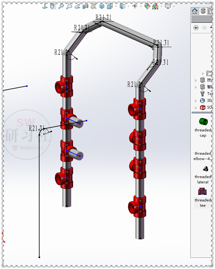 用SolidWorks管路组装一把螺纹钢管椅的图15